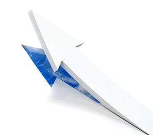 Arrow pointing upwards isolated over a white background