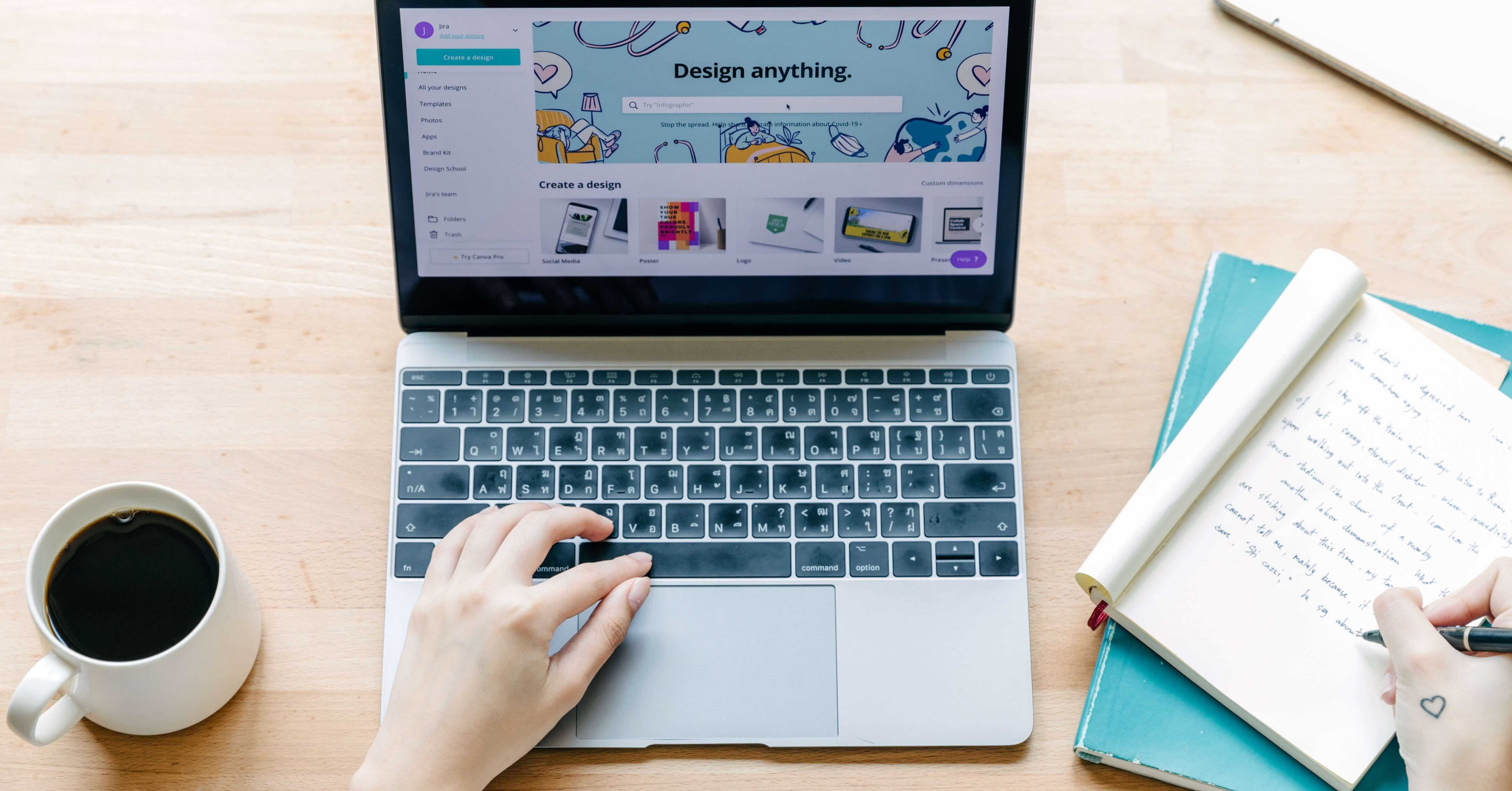 person on laptop for online event