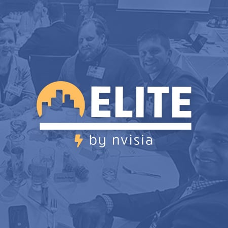ELITE logo overlaid on members at a roundtable dinner event