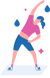 graphic of woman in blue shorts and pink top stretching