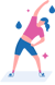 graphic of woman in blue shorts and pink top stretching