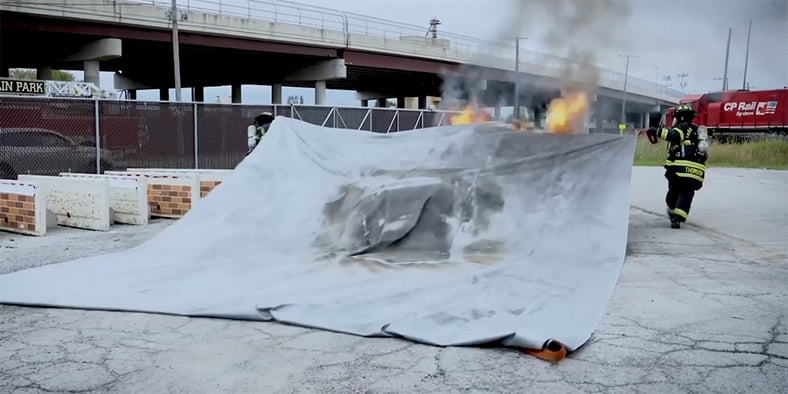 Bridgehill Car Fire Blanket Extinguishes Car Fires Quickly & Safely