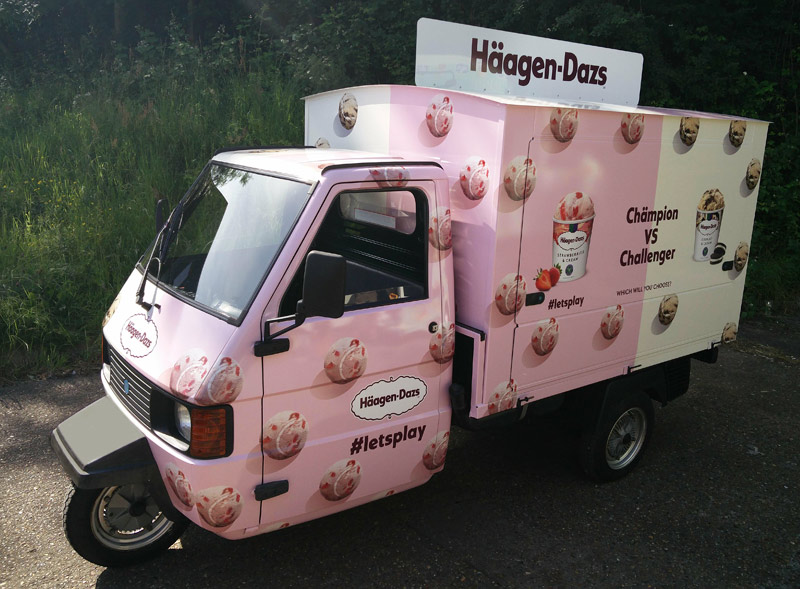 Branded Piaggio Ape hire for sampling \u0026 PR activity | Promohire