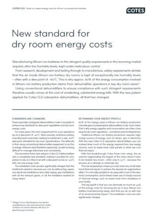 Cotes CLD til lithium-ion batteriproduktion