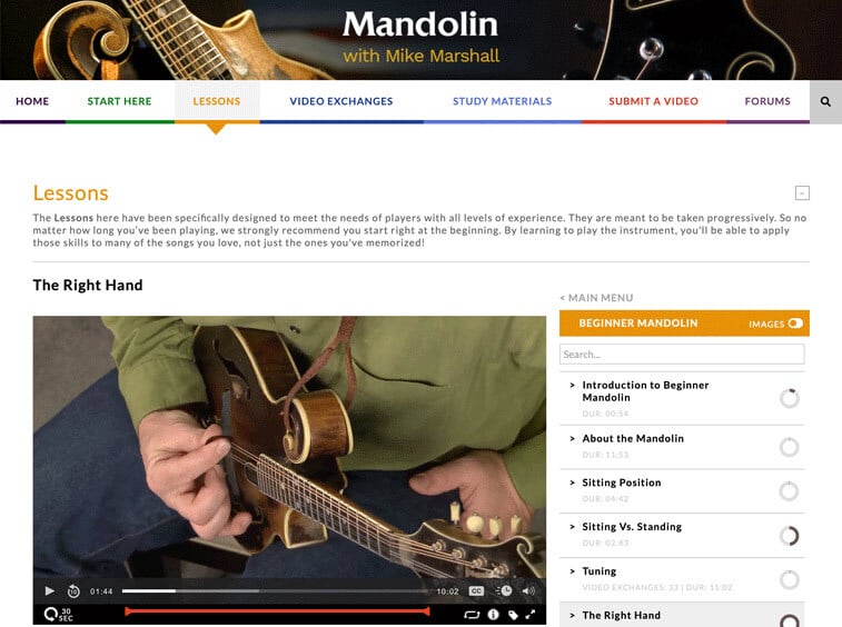 Library of online music lessons