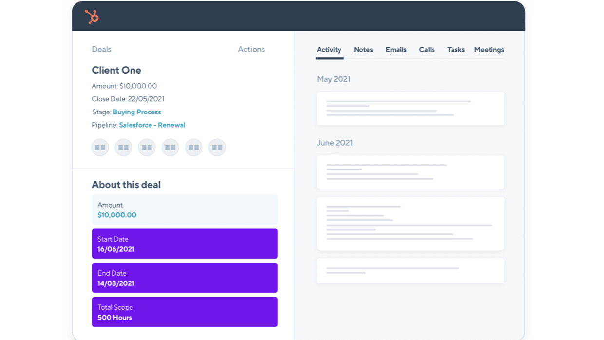 Forecast project information is automatically updated in HubSpot