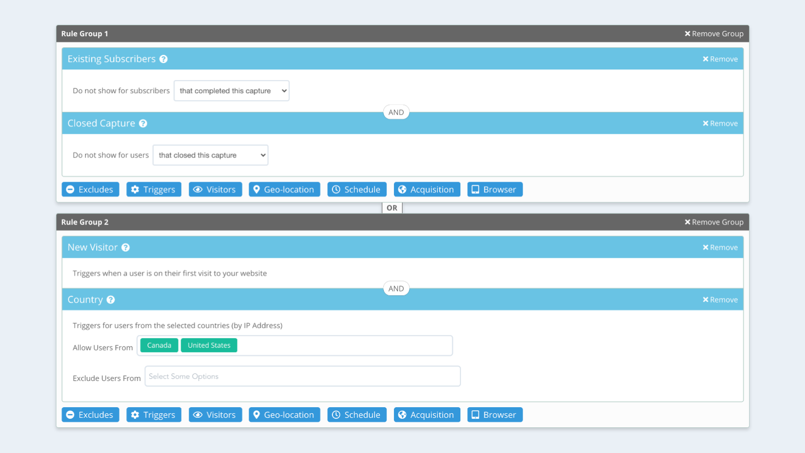 Drag-And-Drop Behavioural Rules in Capture to Target Users Effectively