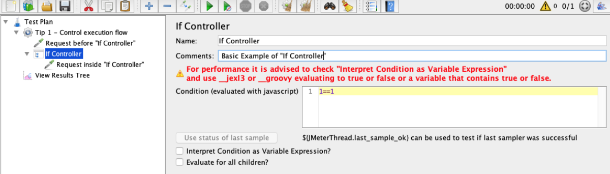 jmeter if controller tips