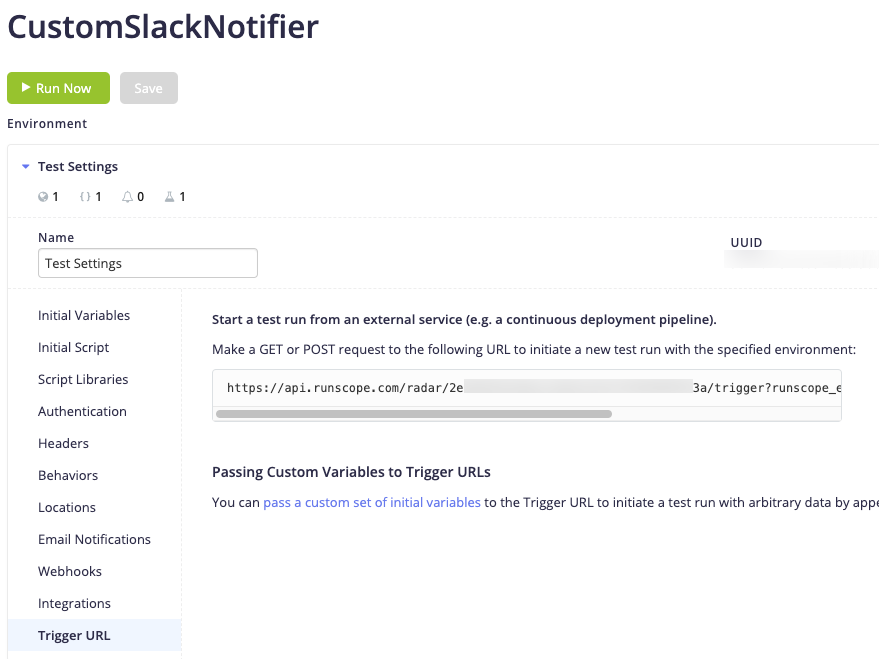 Custom Slack notifier test