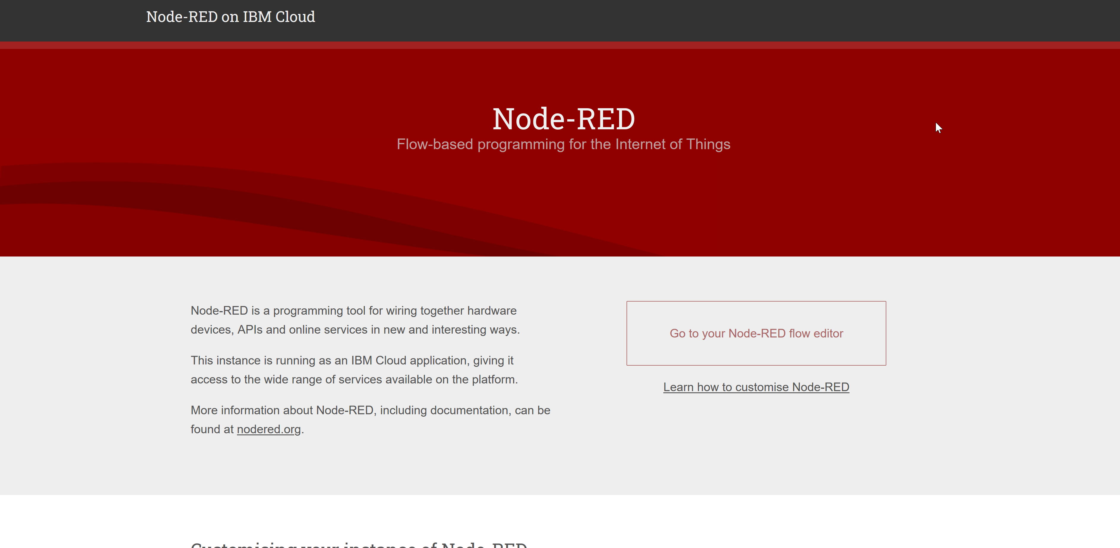 11. Node home page