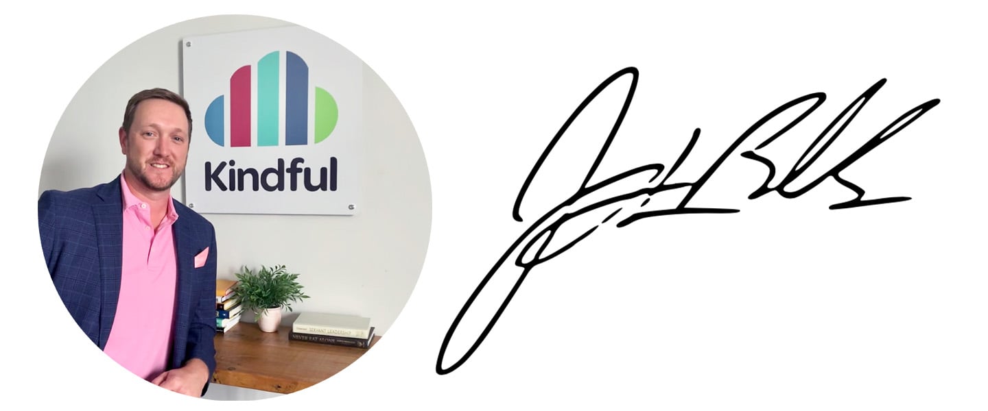 Headshot and signature of Jeremy L. Bolls, Kindful founder and CEO