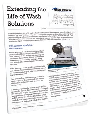 Extending the Life of Wash Solutions