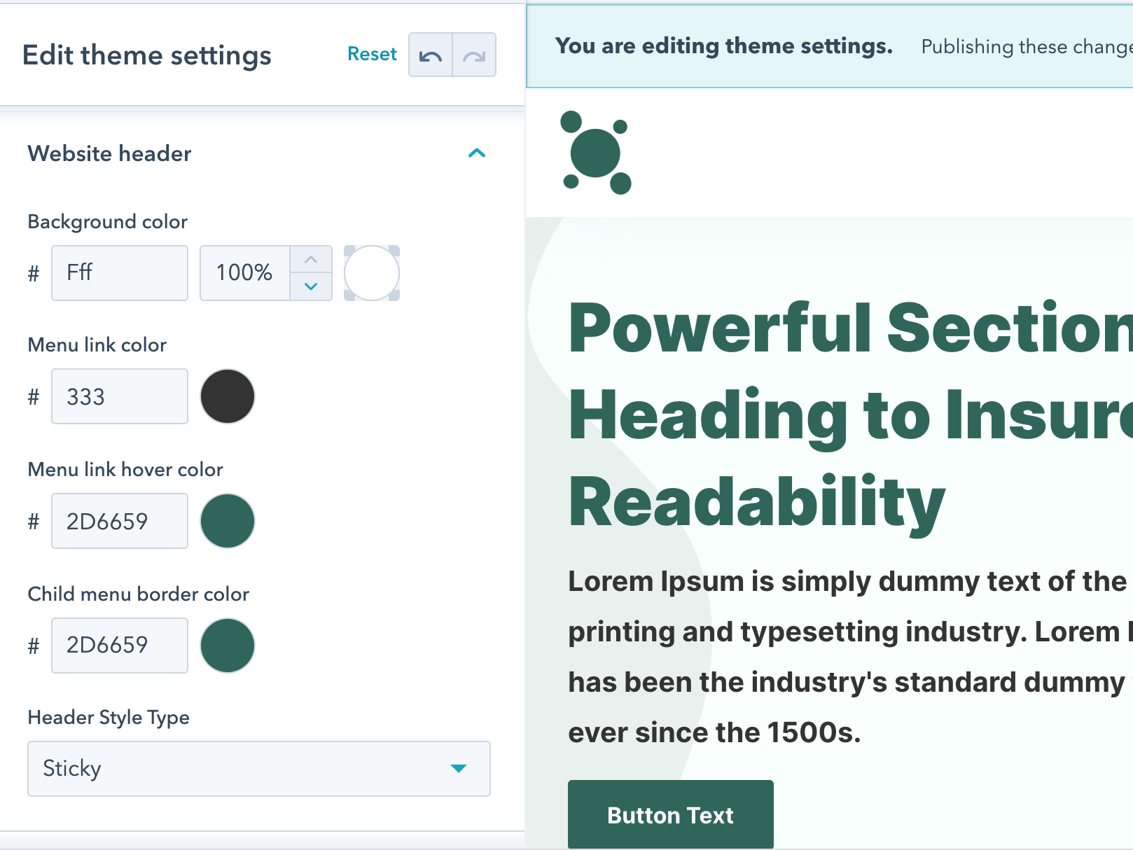Powerful Theme Settings