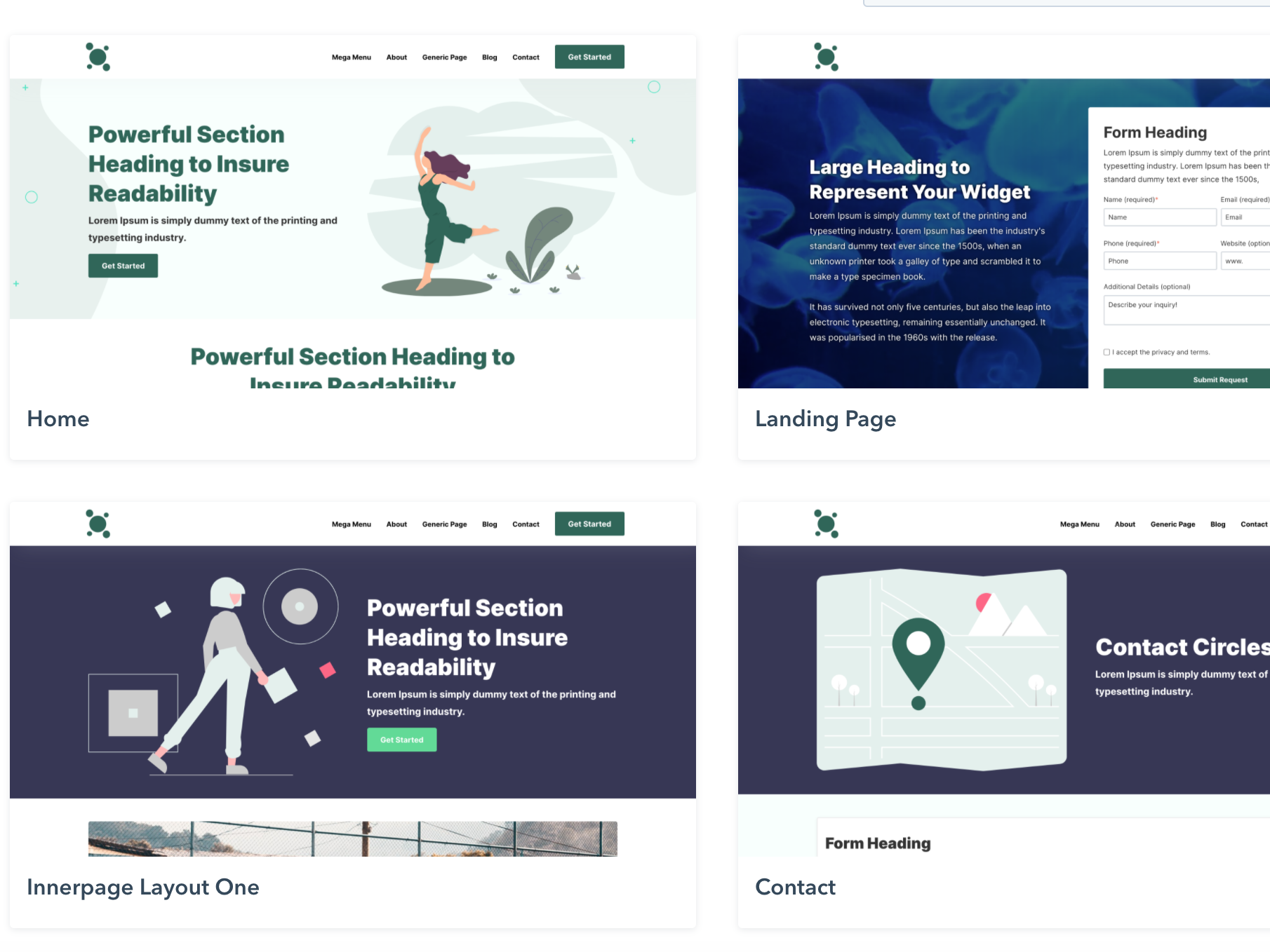 Prebuilt Page Templates