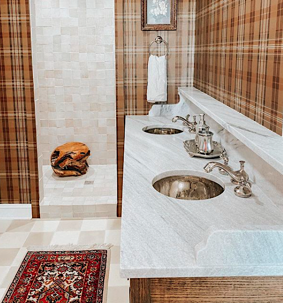 White-Cherokee-Marble-Countertop-Master-Bathroom-Polycor-Claire-Brody-Design