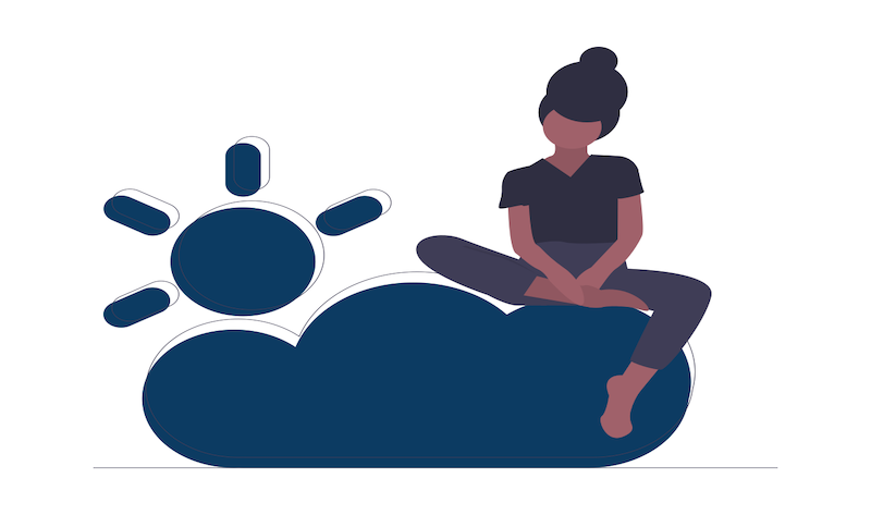 Illustration montrant une personne assise sur un nuage