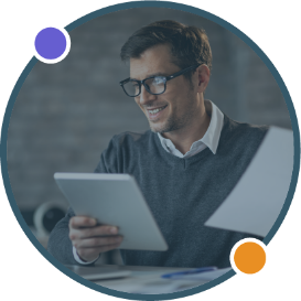 businessman reading documents i.e. case studies