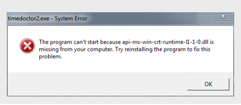 System Error: “api-ms-win-crt-runtime-| is missing”