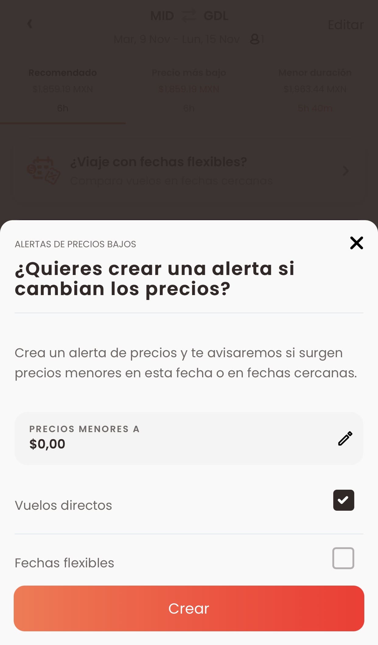 Cómo activar alertas de precios bajos en Rappi Travel
