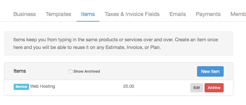 It’s Friday, and there are new features on invoiced.com!Items