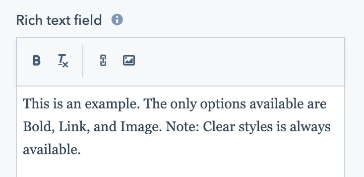 An example of a RTE toolbar with enabled features.