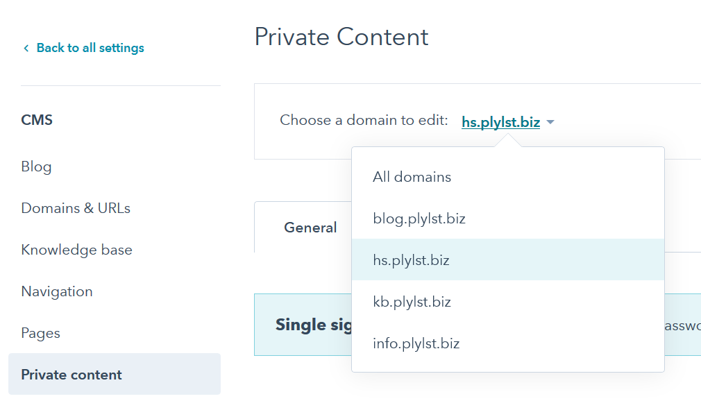 Select a domain from the dropdown