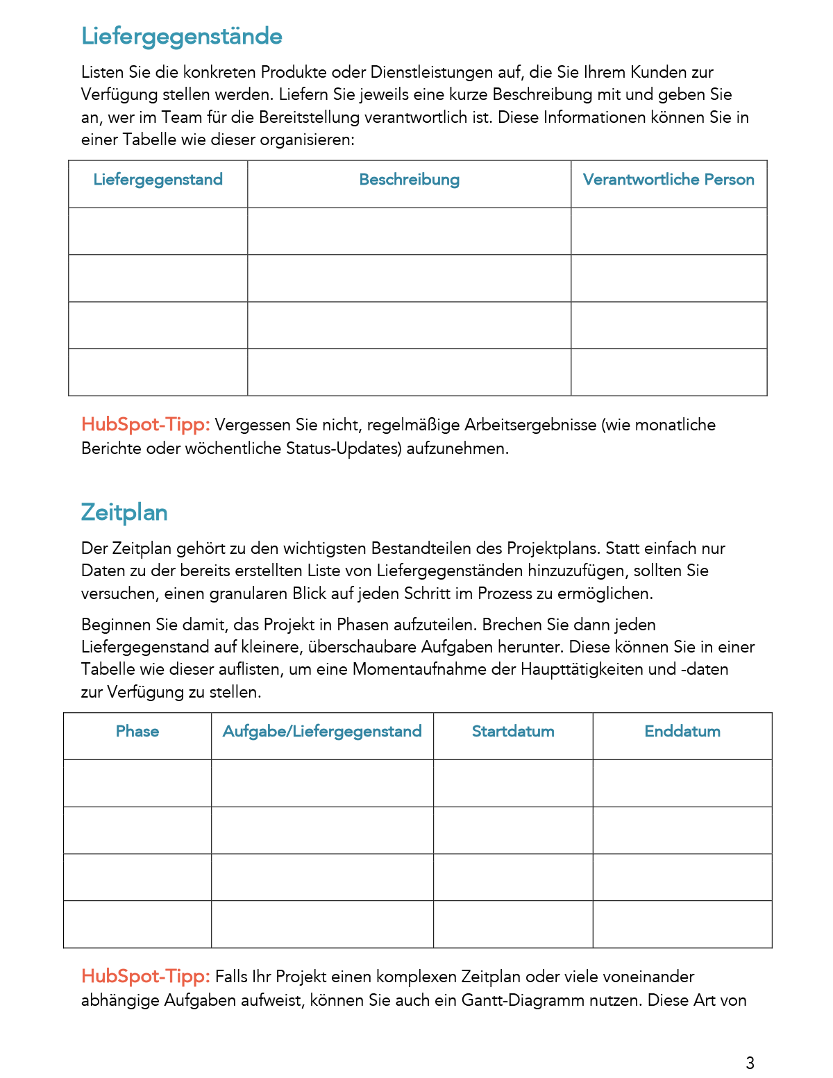 Projektplan Vorlage Fur Pdf Word Google Docs Hubspot