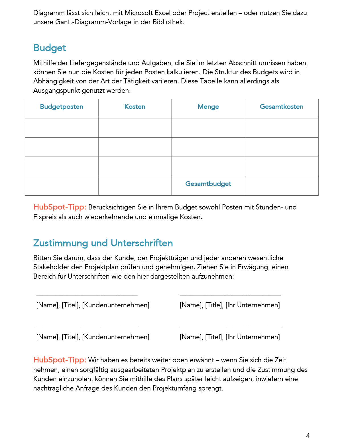 Projektplan Vorlage Fur Pdf Word Google Docs Hubspot