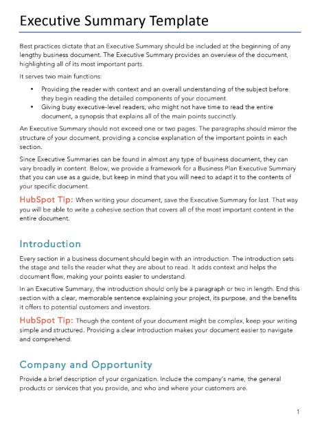 Executive Summary Template For A Project from f.hubspotusercontent00.net