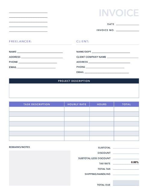 free freelance invoice template for pdf  excel  hubspot