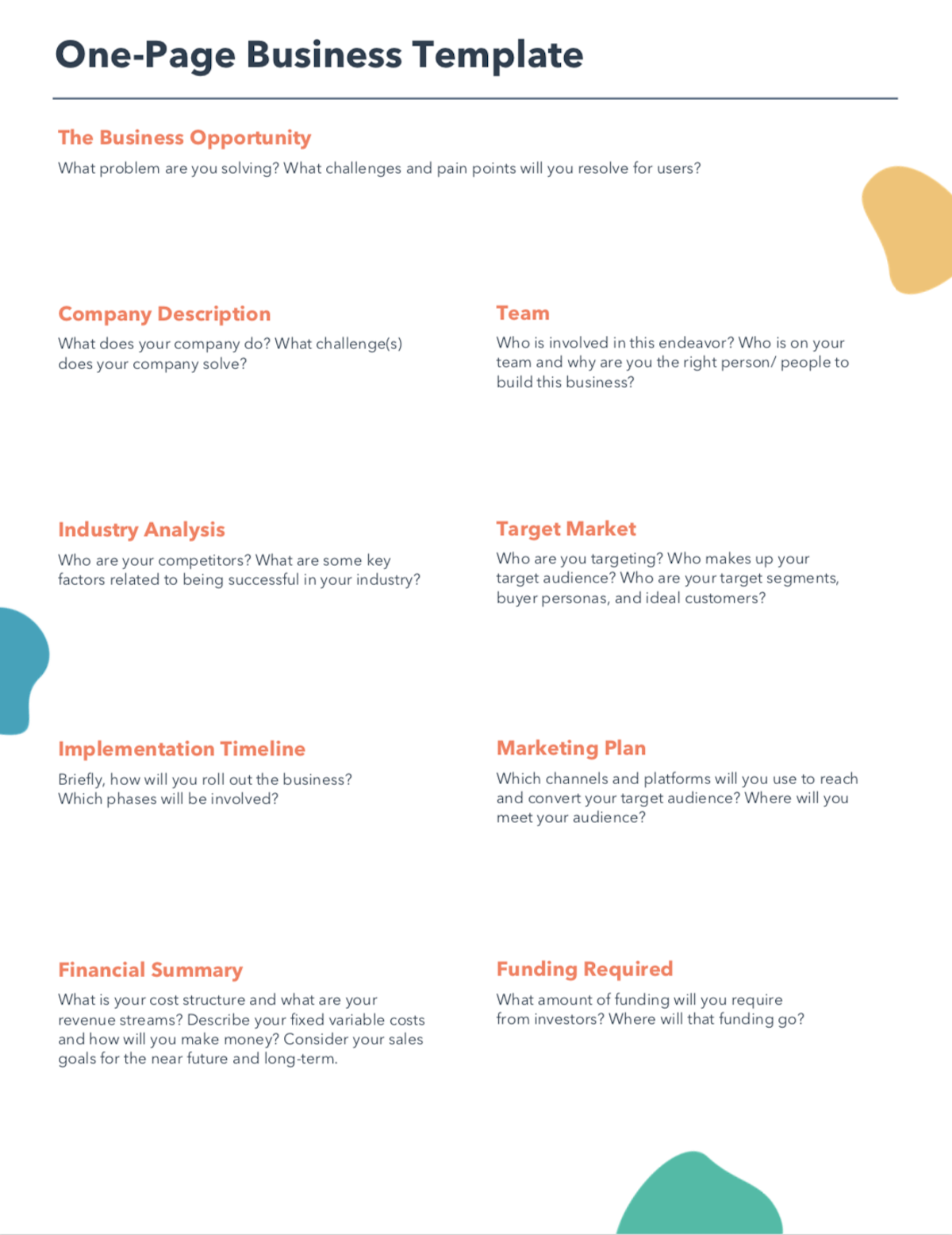 Simple Startup Business Plan Template