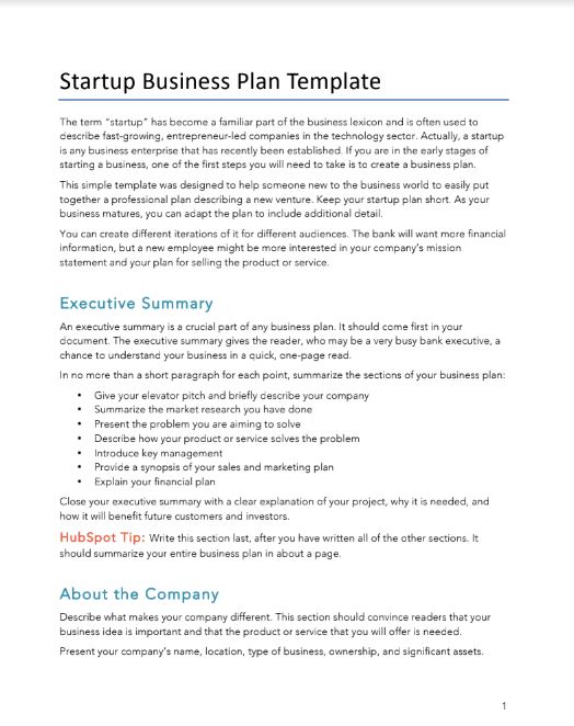 26 Printable Startup Business Plan Template Forms Fillable Samples In Pdf Word To Download Pdffiller