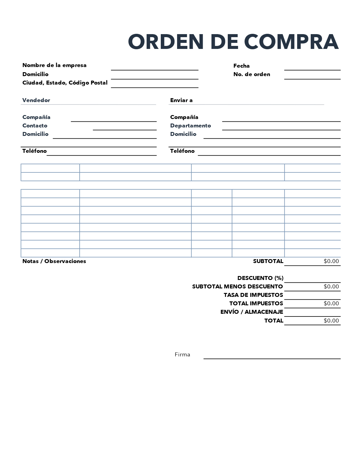 Formato De Orden De Compra Excel Mide 5307