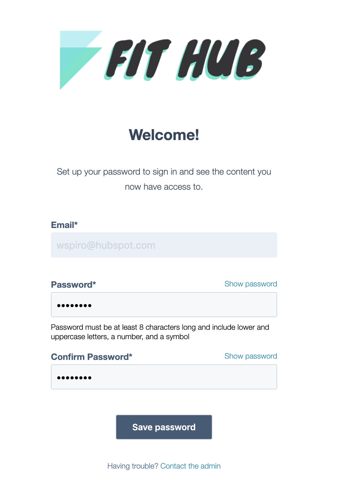Registration form