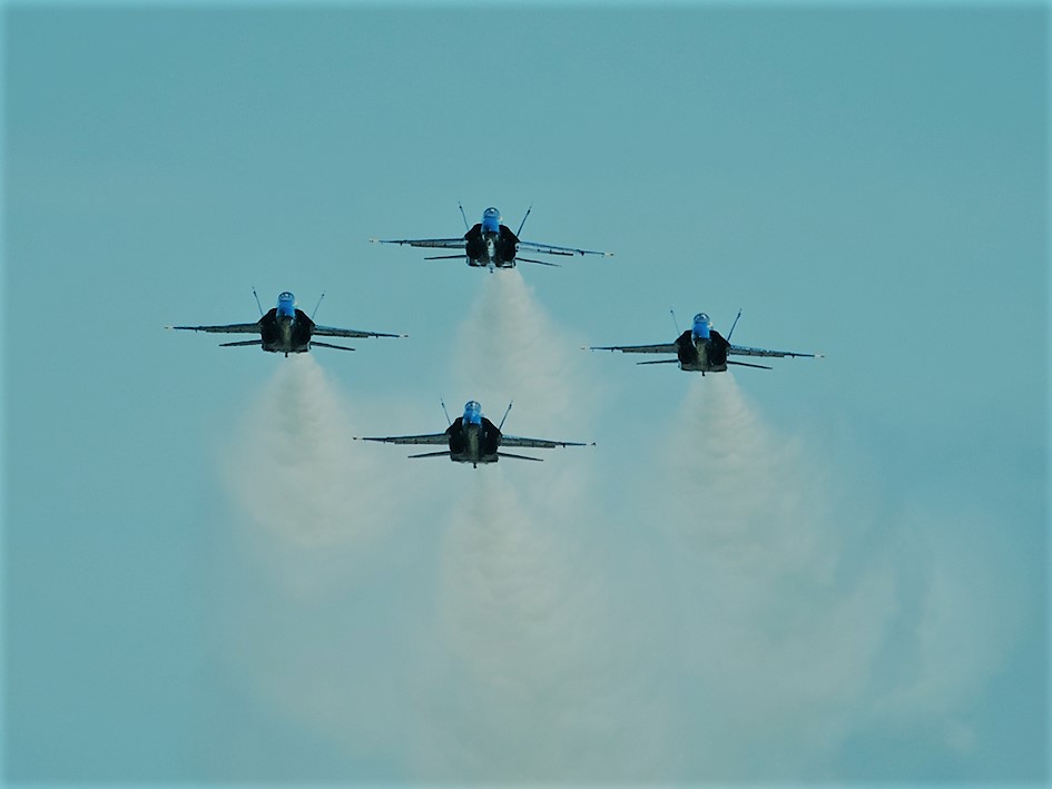 Blue Angels demonstrate speed and precision flight, courtesy of DVIDS