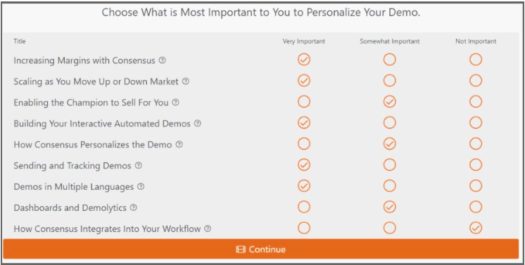 Enable your buyers to demo what matters most to them