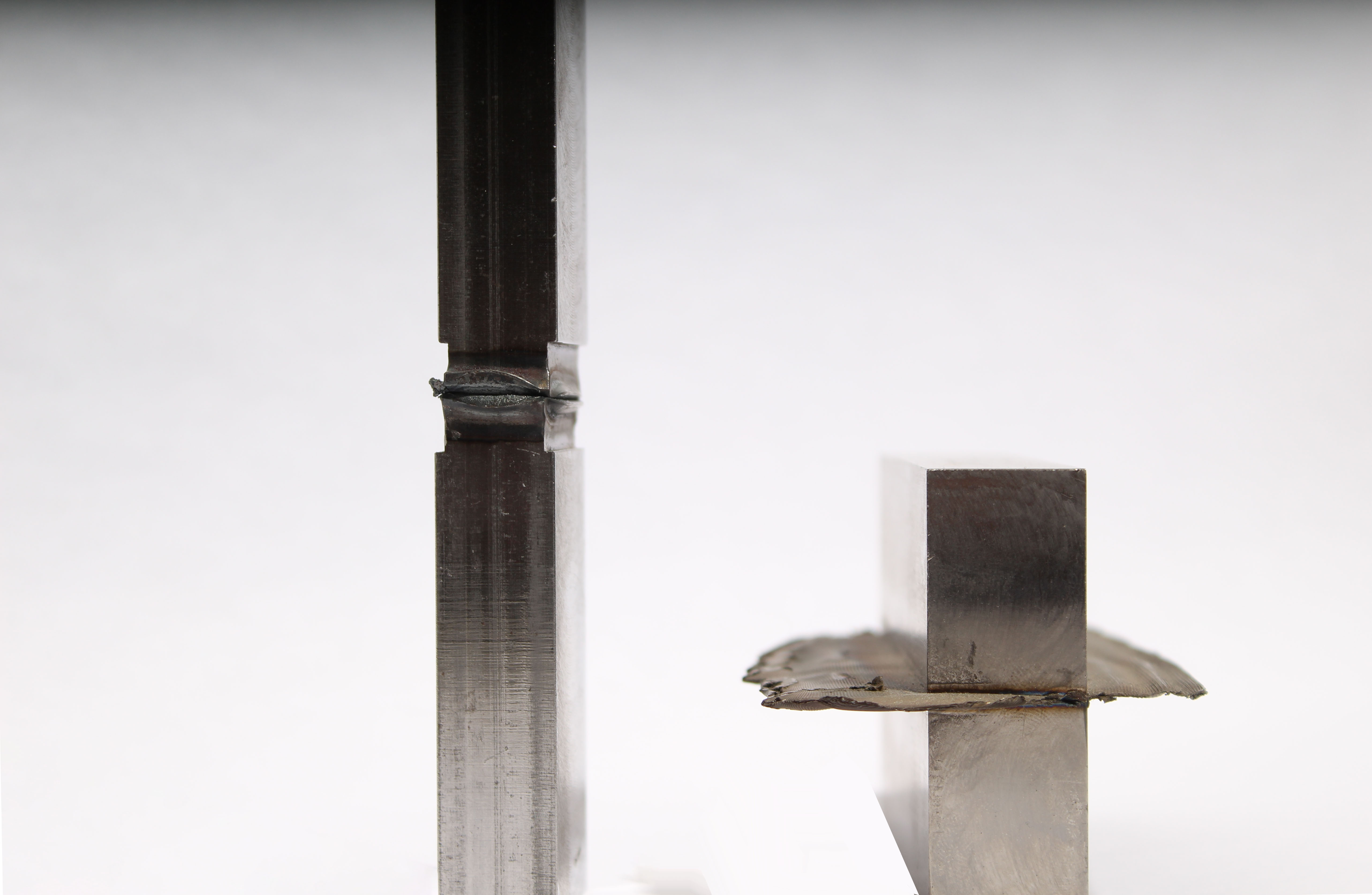 Flash on low force friction welding part vs. traditional friction welding part