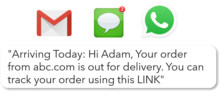 SMS email whatsapp