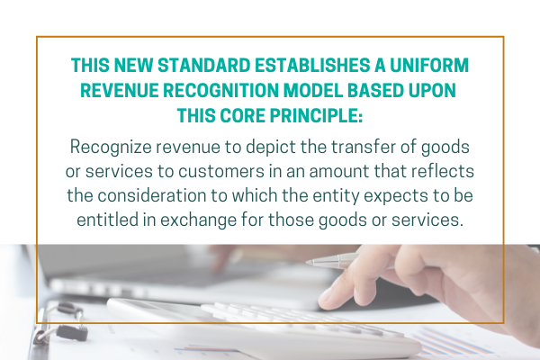 This new standard establishes a uniform revenue recognition model based upon this core principle