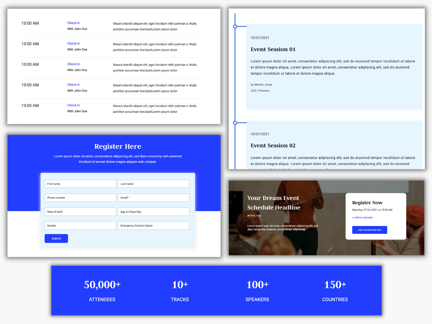 40+ Drag-n-Drop Event Specific Modules