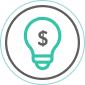 A graphic of a lightbulb with a dollar sign in it. A graphic of a lightbulb with a dollar sign in it.