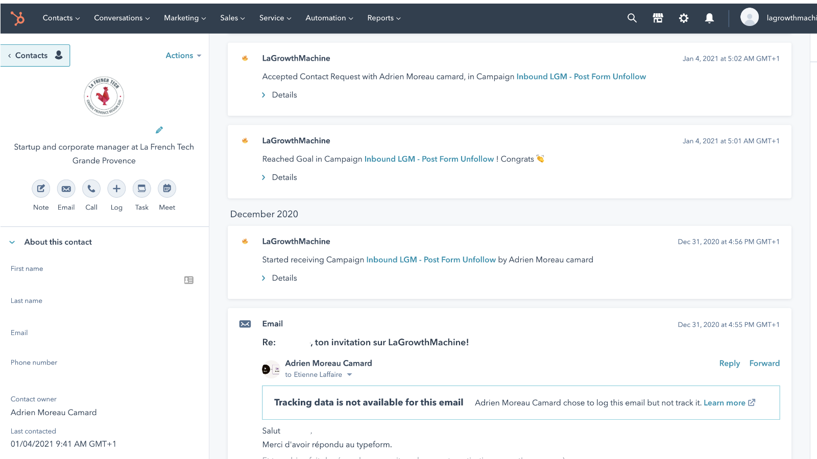 Every single Interaction are now in HubSpot