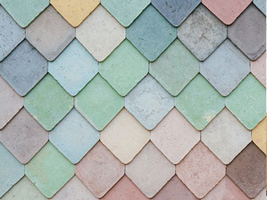 Colorful broken tiles on a fixer upper home