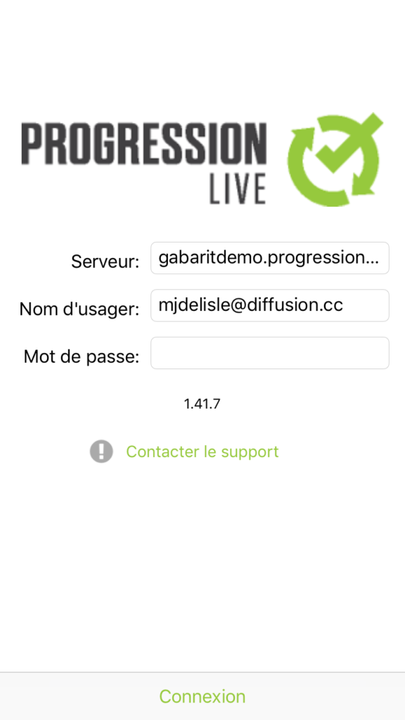 Bouton « Contacter le support »